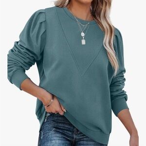 NEW! XIEERDUO Women Sweatshirt-  Crew Neck Long Sleeve Basic Top. Size XL. BLue